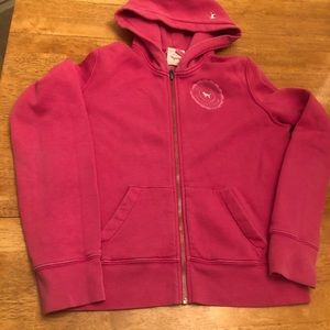 Pink zip up hoodie jacket good cond size Large